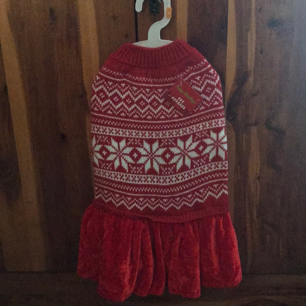 Fair isle pet sweater skirt fringe